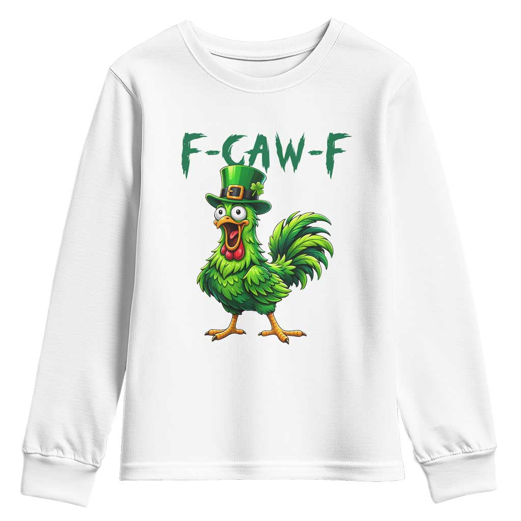 Funny St Patricks Day Lucky Chicken Youth Sweatshirt F Caw F TS14 White Print Your Wear