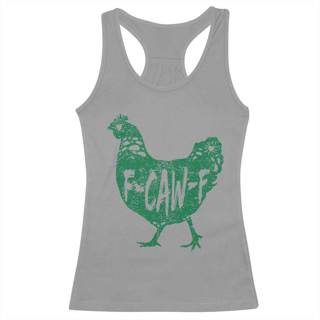 F Caw F Lucky Chicken Racerback Tank Top Funny St Patricks Day TS14 Sport Gray Print Your Wear