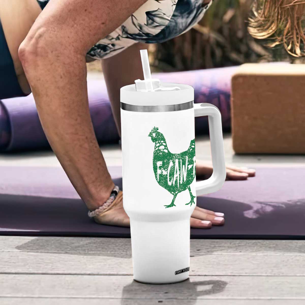 F Caw F Lucky Chicken Tumbler With Handle Funny St Patricks Day TS14 Print Your Wear