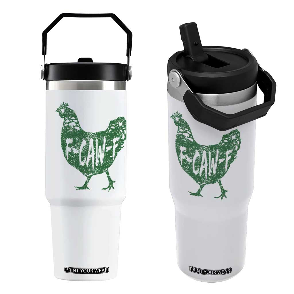 F Caw F Lucky Chicken Flip Straw Tumbler Funny St Patricks Day TS14 One Size: 30 oz White Print Your Wear