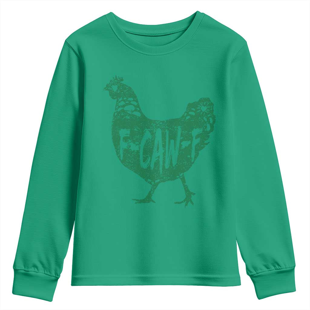 F Caw F Lucky Chicken Youth Sweatshirt Funny St Patricks Day TS14 Irish Green Print Your Wear
