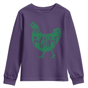F Caw F Lucky Chicken Youth Sweatshirt Funny St Patricks Day TS14 Purple Print Your Wear