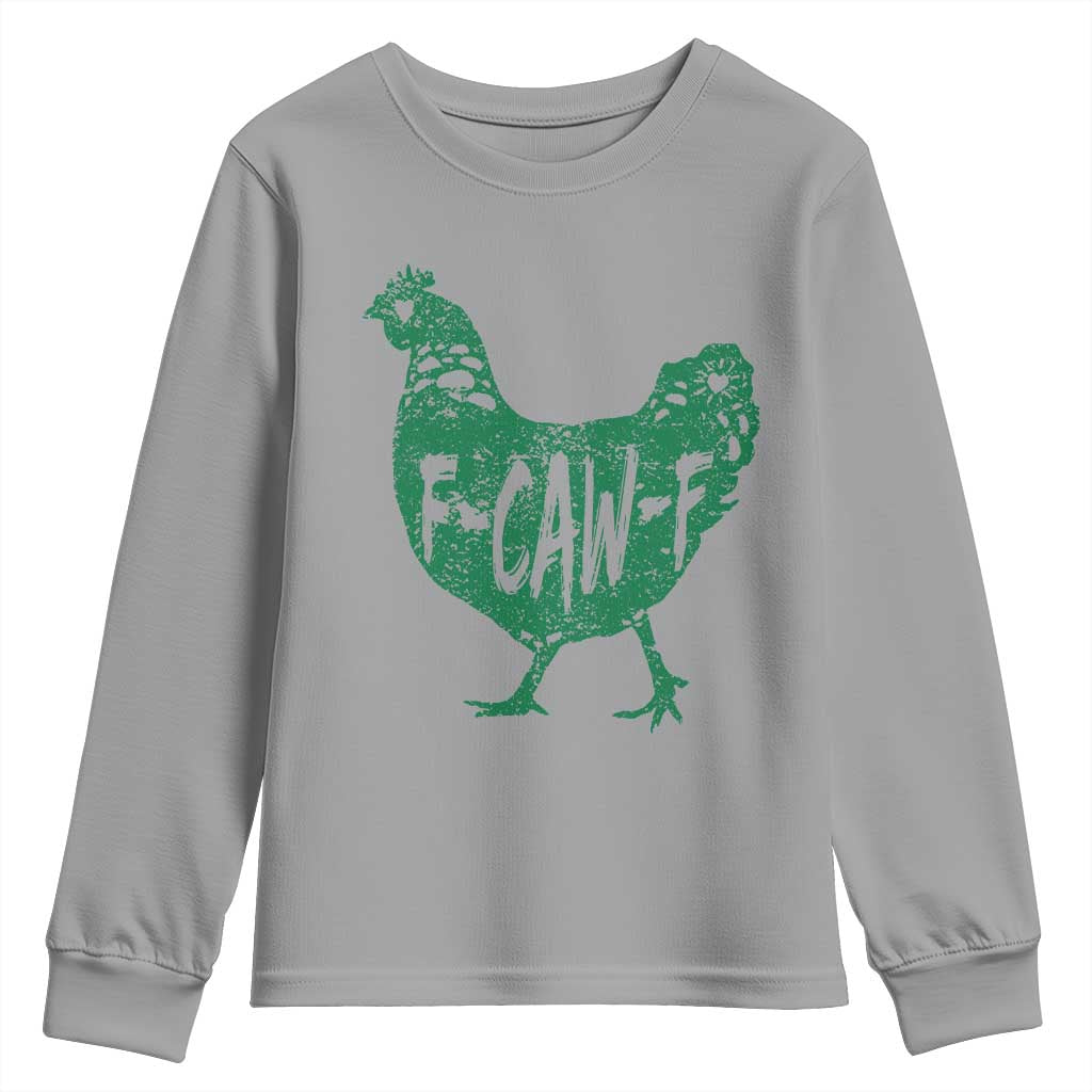 F Caw F Lucky Chicken Youth Sweatshirt Funny St Patricks Day TS14 Sport Gray Print Your Wear