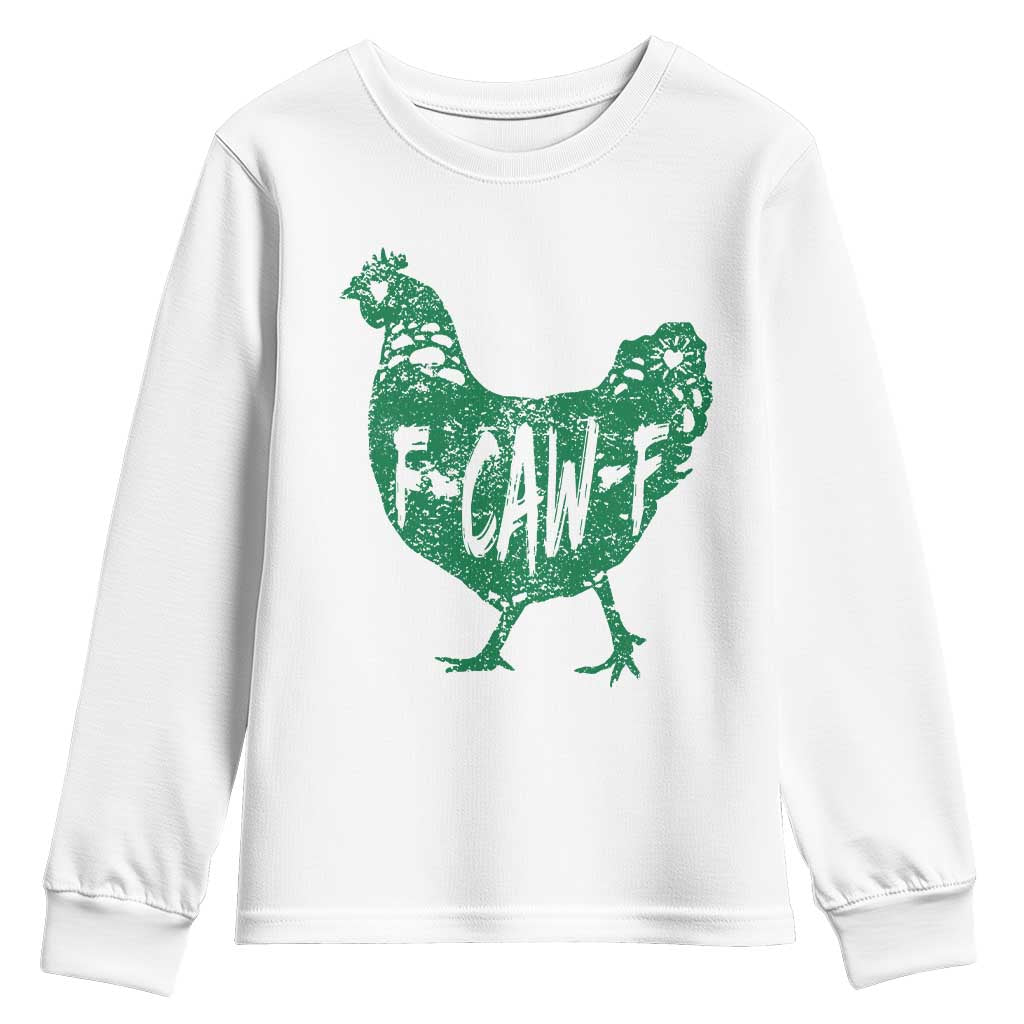 F Caw F Lucky Chicken Youth Sweatshirt Funny St Patricks Day TS14 White Print Your Wear