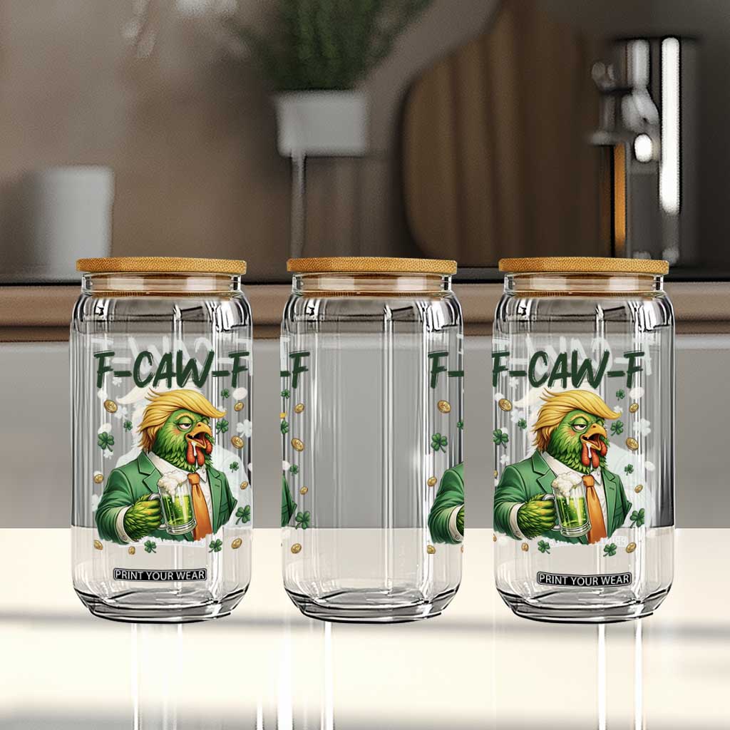 Funny Trump Chicken St Patricks Day Glass Can F Caw F Lucky Irish TS14 Print Your Wear
