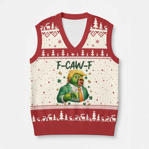 Funny Trump Chicken St Patricks Day V-Neck Knit Sweater Vest F Caw F Lucky Irish TS14 Beige Red Print Your Wear