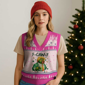 Funny Trump Chicken St Patricks Day V-Neck Knit Sweater Vest F Caw F Lucky Irish TS14 Hot Pink Print Your Wear
