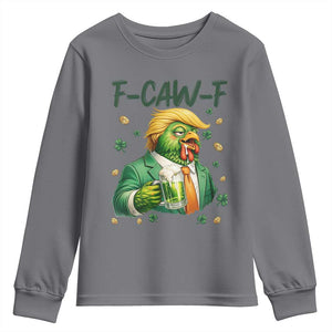 Funny Trump Chicken St Patricks Day Youth Sweatshirt F Caw F Lucky Irish TS14 Charcoal Print Your Wear