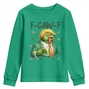 Funny Trump Chicken St Patricks Day Youth Sweatshirt F Caw F Lucky Irish TS14 Irish Green Print Your Wear
