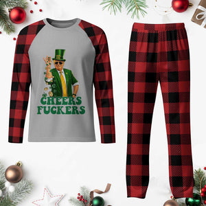Cheers Fuckers St Patricks Day Plaid Pajama Set Funny Beer Drinking Trump TS14 Buffalo Plaid Print Your Wear