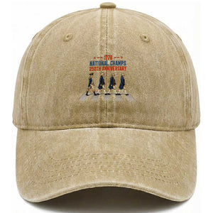 1776 National Champs Washed Cotton Baseball Cap Funny Founding Father Roading Parody 4th of July