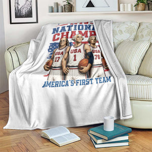 1776 National Champs Throw Blanket Patriotic Founding Fathers Basketball Undefeated America