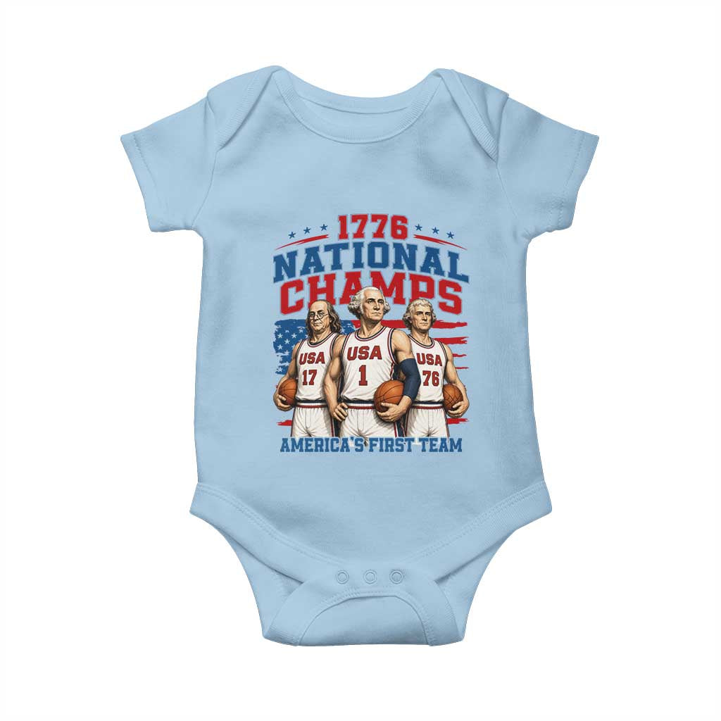 1776 National Champs Baby Onesie Patriotic Founding Fathers Basketball Undefeated America