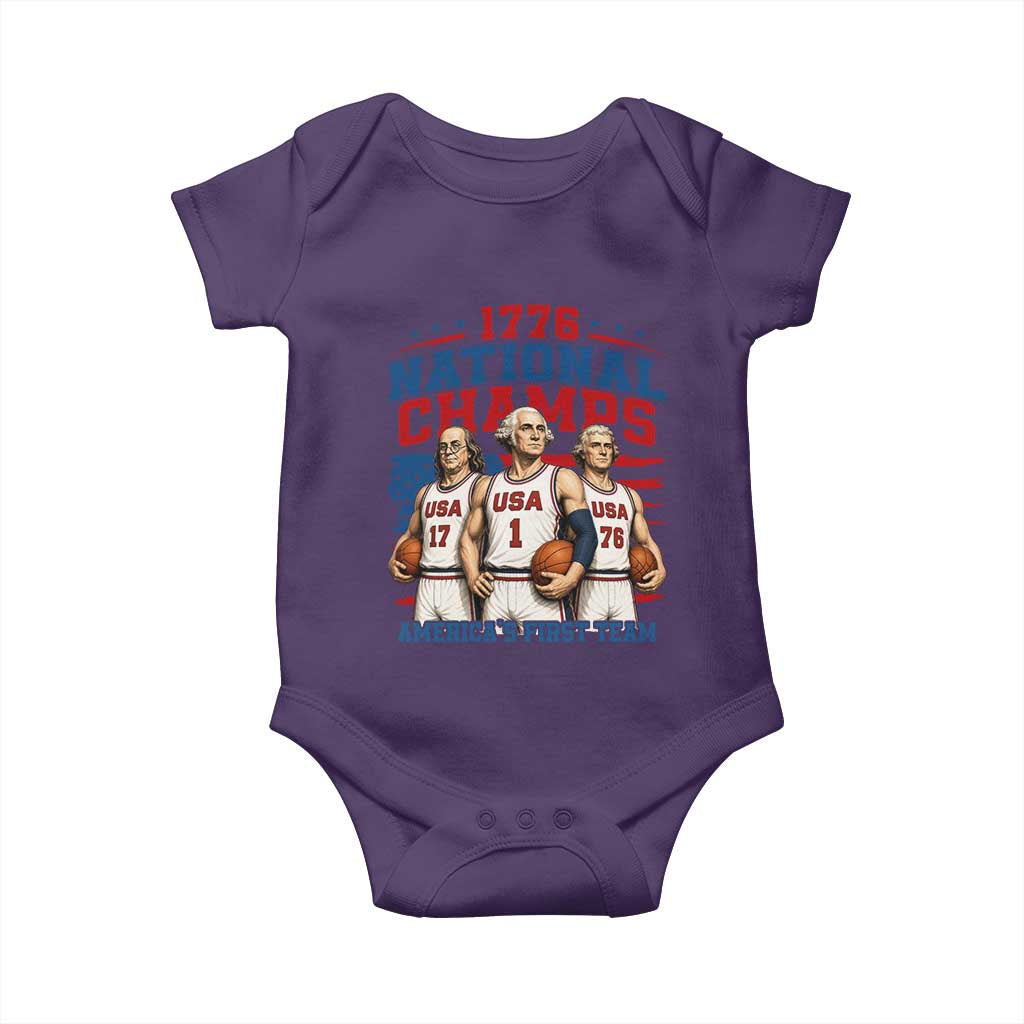 1776 National Champs Baby Onesie Patriotic Founding Fathers Basketball Undefeated America