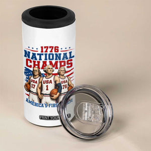 1776 National Champs 4 in 1 Can Cooler Tumbler Patriotic Founding Fathers Basketball Undefeated America