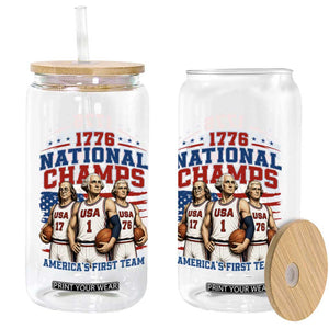 1776 National Champs Glass Can Patriotic Founding Fathers Basketball Undefeated America