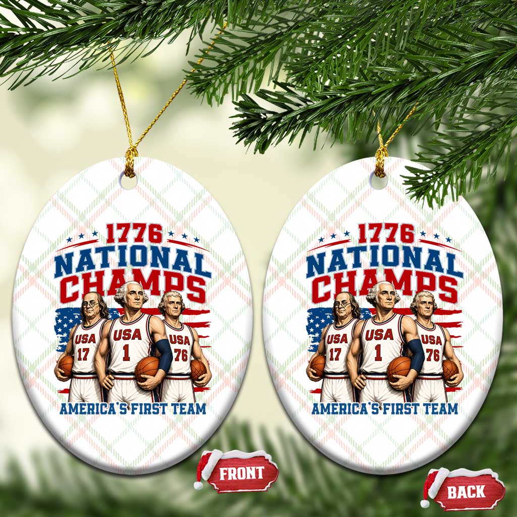 1776 National Champs Ceramic Ornament Patriotic Founding Fathers Basketball Undefeated America