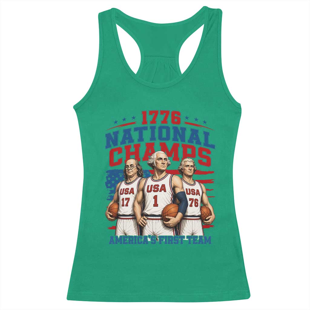 1776 National Champs Racerback Tank Top Patriotic Founding Fathers Basketball Undefeated America