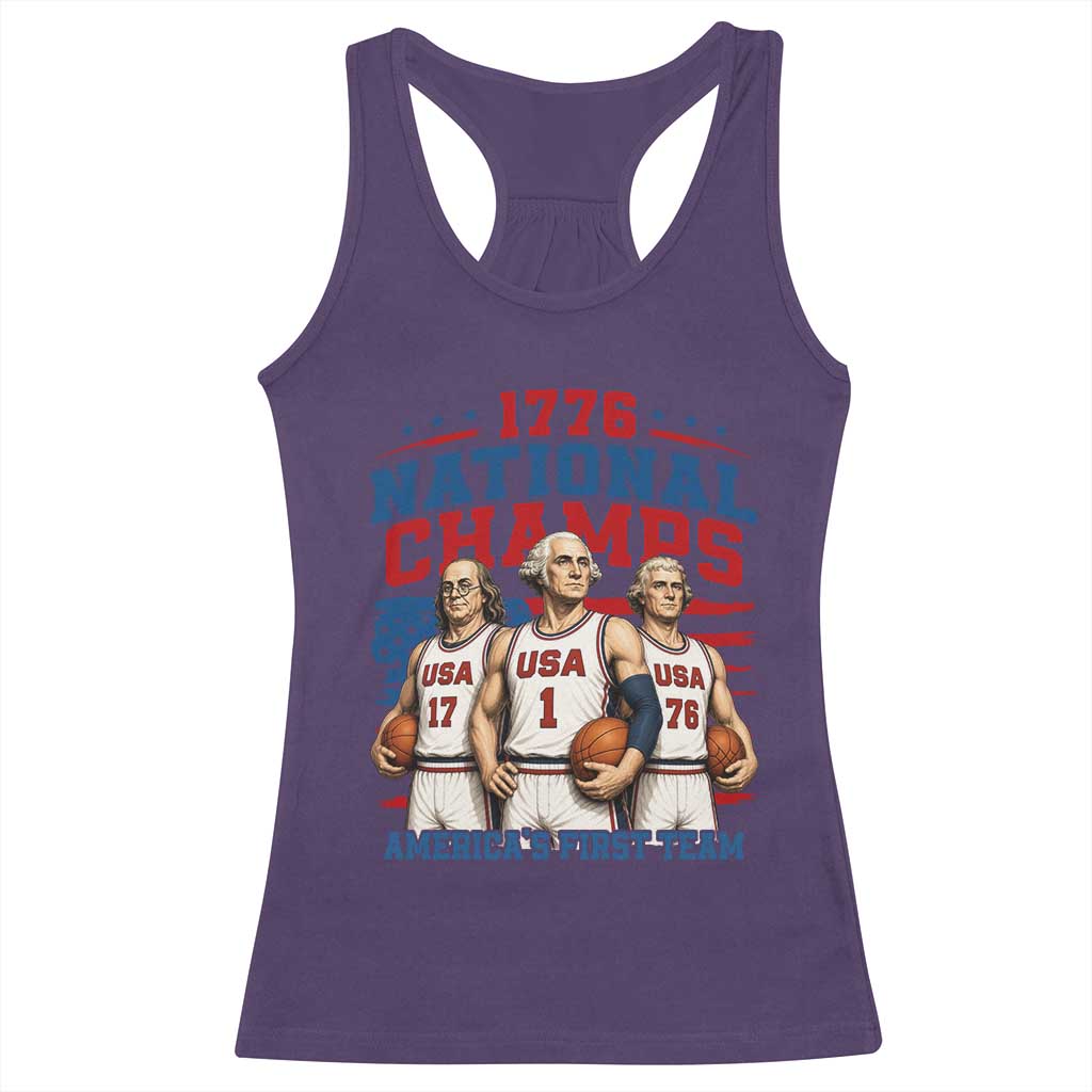 1776 National Champs Racerback Tank Top Patriotic Founding Fathers Basketball Undefeated America