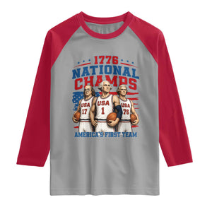 1776 National Champs Raglan Shirt Patriotic Founding Fathers Basketball Undefeated America