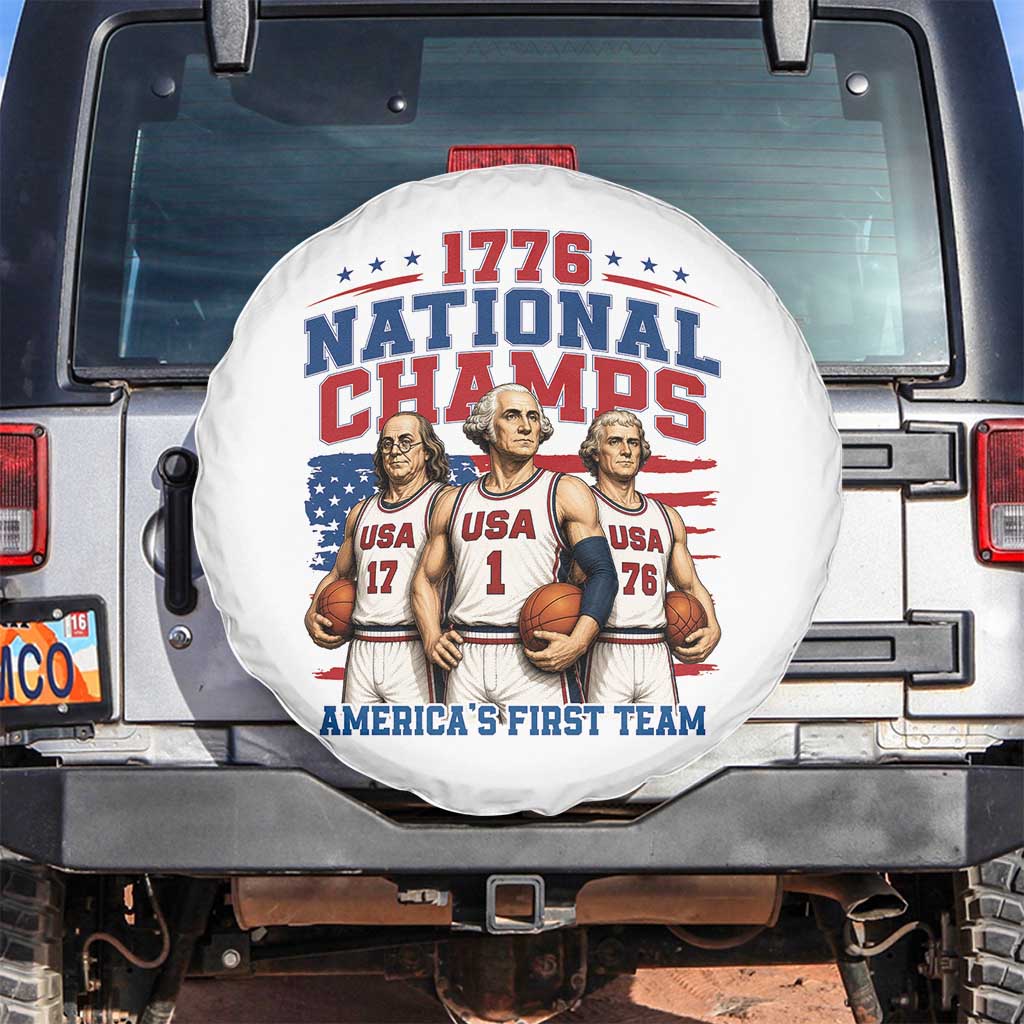 1776 National Champs Spare Tire Cover Patriotic Founding Fathers Basketball Undefeated America TS14 No hole White Print Your Wear