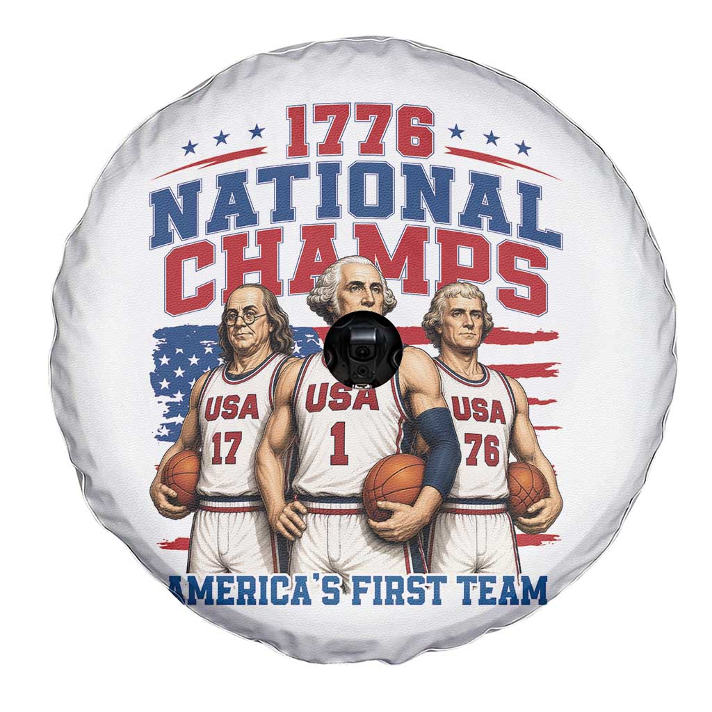 1776 National Champs Spare Tire Cover Patriotic Founding Fathers Basketball Undefeated America