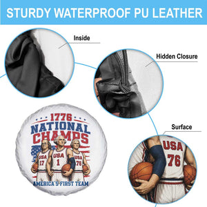 1776 National Champs Spare Tire Cover Patriotic Founding Fathers Basketball Undefeated America