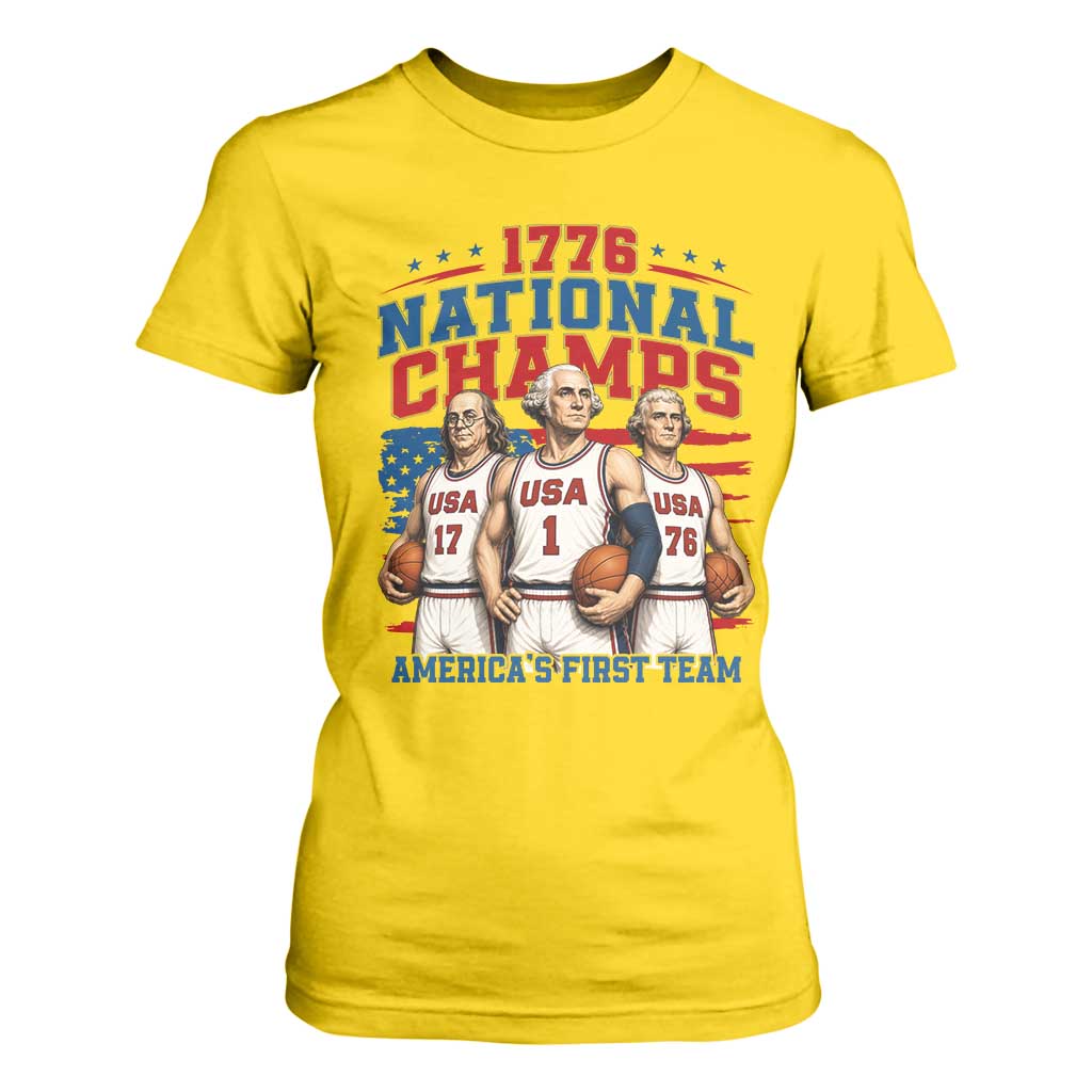 1776 National Champs T Shirt For Women Patriotic Founding Fathers Basketball Undefeated America