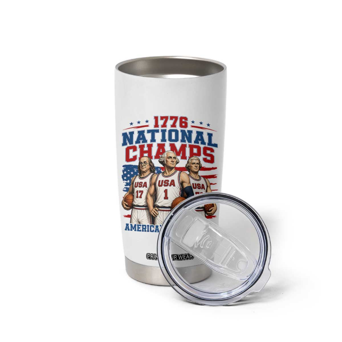 1776 National Champs Tumbler Cup Patriotic Founding Fathers Basketball Undefeated America
