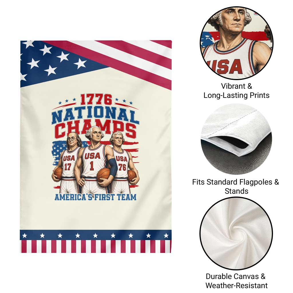 1776 National Champs Patriotic Garden Flag Funny Founding Fathers Basketball Undefeated America