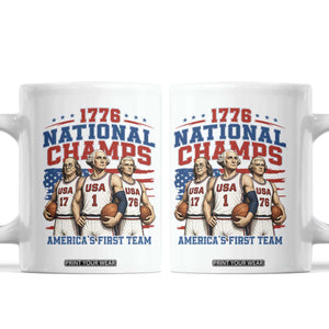 1776 National Champs Coffee Mug Patriotic Founding Fathers Basketball Undefeated America TS14 White Print Your Wear