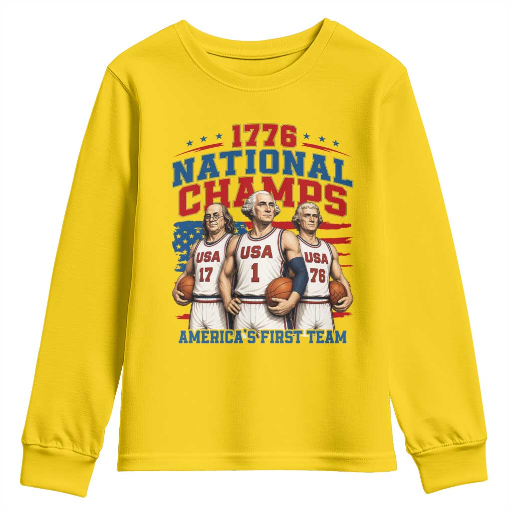 1776 National Champs Youth Sweatshirt Patriotic Founding Fathers Basketball Undefeated America
