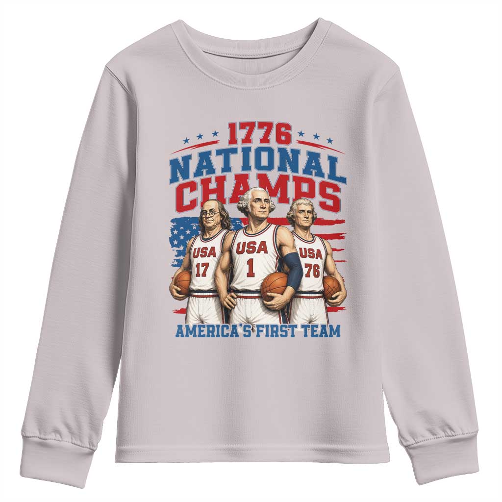 1776 National Champs Youth Sweatshirt Patriotic Founding Fathers Basketball Undefeated America