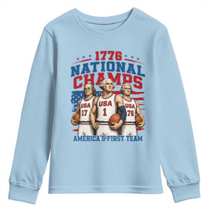 1776 National Champs Youth Sweatshirt Patriotic Founding Fathers Basketball Undefeated America
