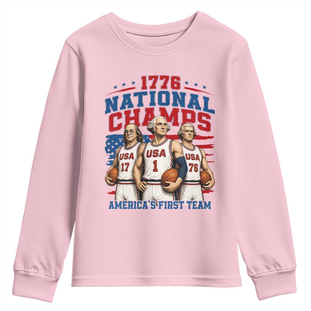 1776 National Champs Youth Sweatshirt Patriotic Founding Fathers Basketball Undefeated America