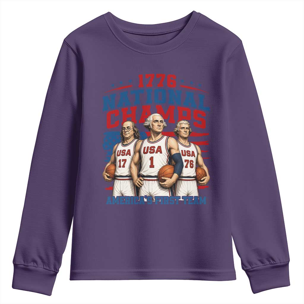 1776 National Champs Youth Sweatshirt Patriotic Founding Fathers Basketball Undefeated America
