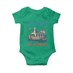 Get In Loser We're Crossing The Delaware Meme Baby Onesie Patriotic American History Independence Day
