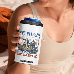 Get In Loser We're Crossing The Delaware Meme 4 in 1 Can Cooler Tumbler Patriotic American History Independence Day