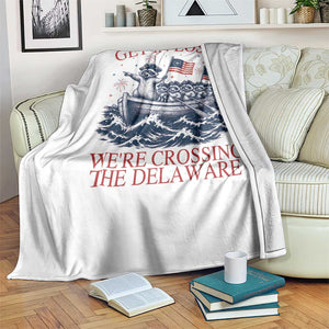 Get In Loser We’re Crossing The Delaware Throw Blanket Funny Raccoon Meme 4th of July