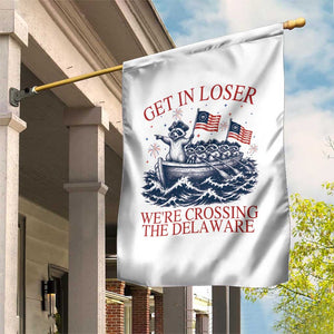 Get In Loser We’re Crossing The Delaware Garden Flag Funny Raccoon Meme 4th of July TS14 Print Your Wear