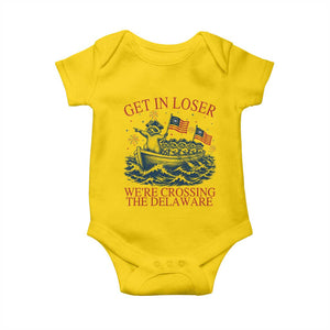 Get In Loser We’re Crossing The Delaware Baby Onesie Funny Raccoon Meme 4th of July