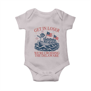 Get In Loser We’re Crossing The Delaware Baby Onesie Funny Raccoon Meme 4th of July