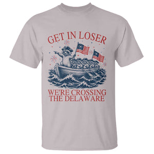 Get In Loser We’re Crossing The Delaware T Shirt Funny Raccoon Meme 4th of July