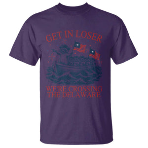 Get In Loser We’re Crossing The Delaware T Shirt Funny Raccoon Meme 4th of July