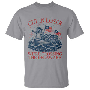 Get In Loser We’re Crossing The Delaware T Shirt Funny Raccoon Meme 4th of July