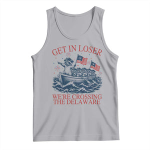 Get In Loser We’re Crossing The Delaware Tank Top Funny Raccoon Meme 4th of July