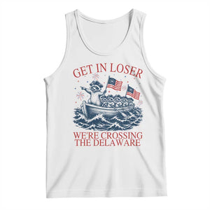 Get In Loser We’re Crossing The Delaware Tank Top Funny Raccoon Meme 4th of July