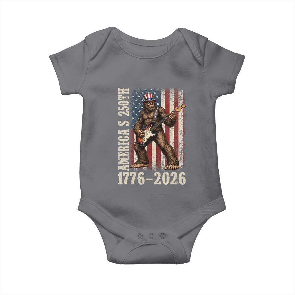 250 Years America Anniversary Baby Onesie Patriotic Bigfoot Playing Guitar 4th Of July
