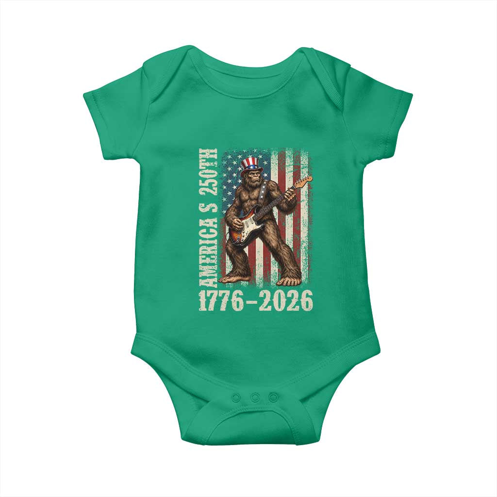 250 Years America Anniversary Baby Onesie Patriotic Bigfoot Playing Guitar 4th Of July