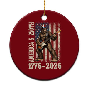 250 Years America Anniversary Ceramic Ornament Patriotic Bigfoot Playing Guitar 4th Of July